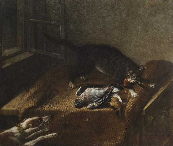 Собака и кошка у стола с битой птицей. 1754. Холст; масло. 116 x 137,5. ГРМ