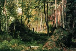2.	Иван Иванович Шишкин.  «Пейзаж с охотником. Остров Валаам».1867. ГРМ
